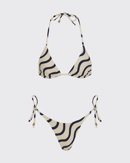 KINGSTON - Bespoke Navy Wave Bikini Set