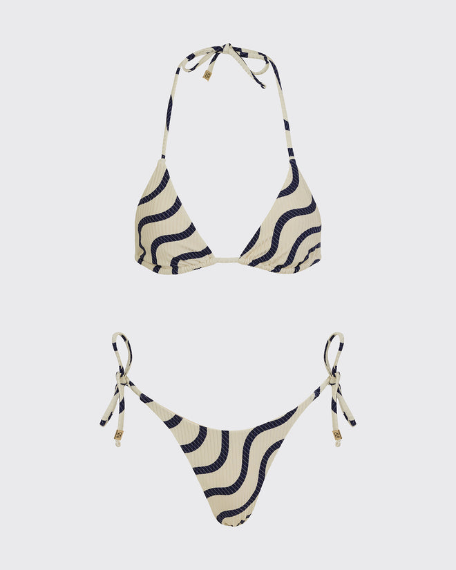 KINGSTON - Bespoke Navy Wave Bikini Set