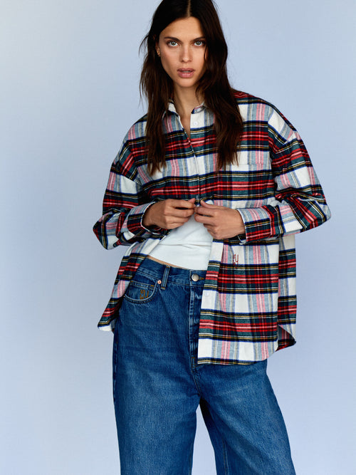 BRAEMAR - Oversized Festive Plaid Flannel Shirt